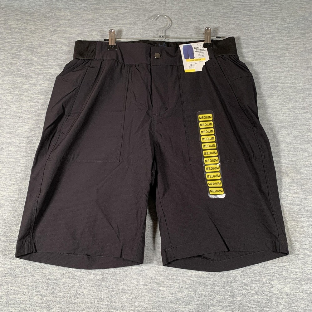 Reel Life Outdoor Trek Shorts Mens Medium Black 8 Inch Inseam Fishing Hiking